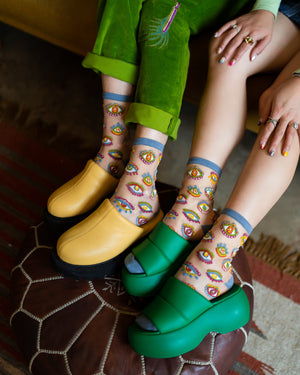 Sock candy evil eye print socks sheer womens socks